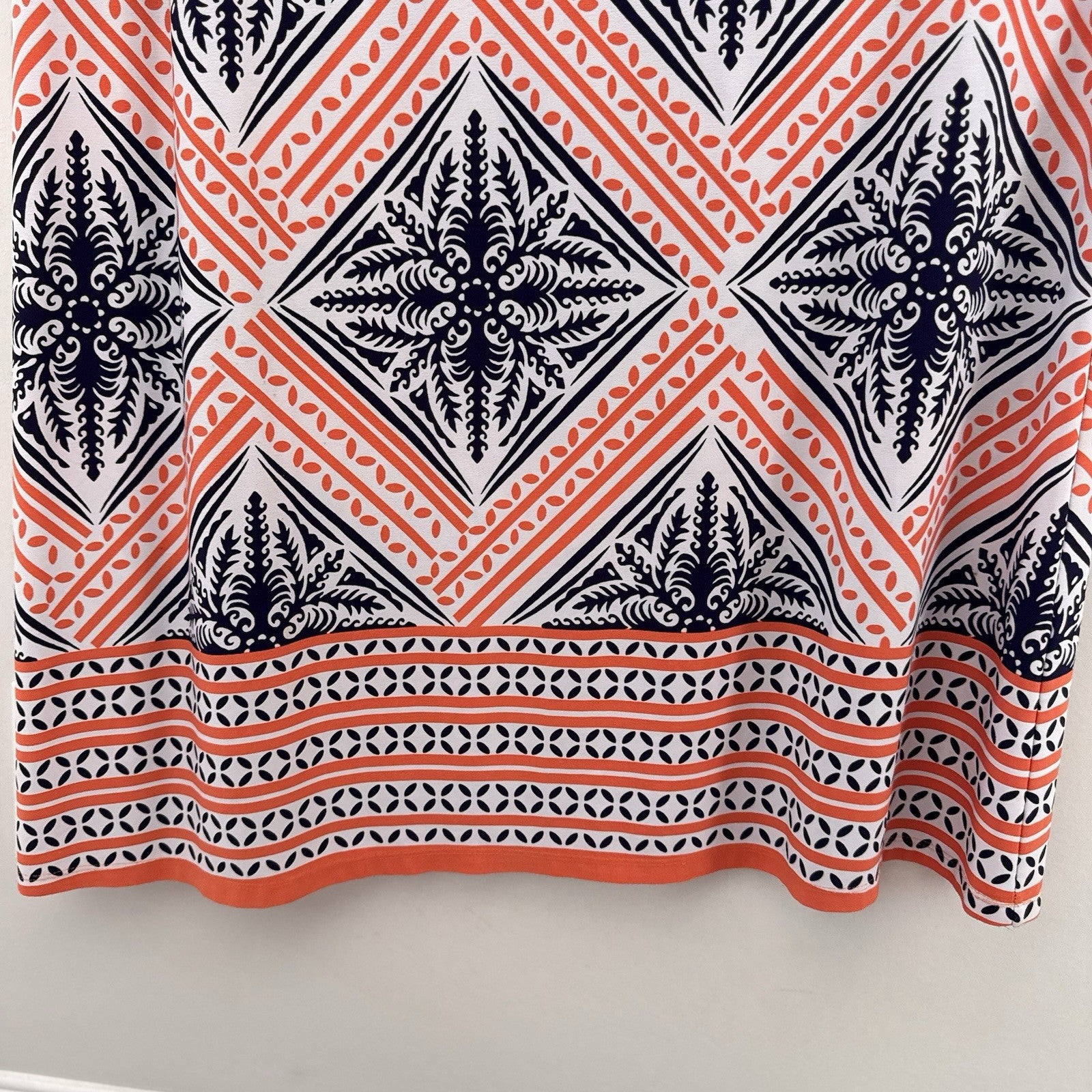 London Times Geo Tile Print Halter Maxi Dress Navy Orange Size 8