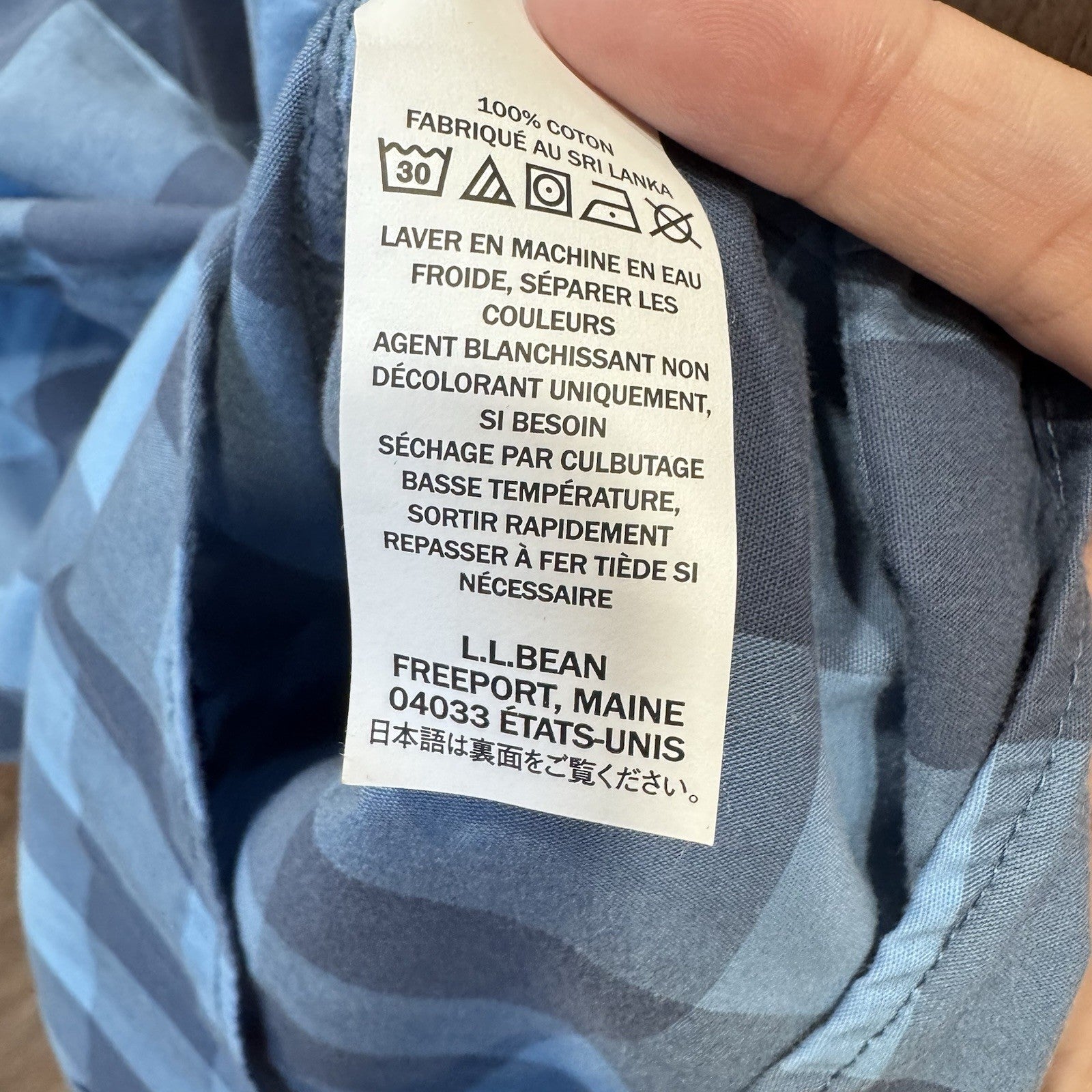 L.L. Bean Blue Plaid Button Down Shirt XXXL Traditional Fit 100% Cotton Casual