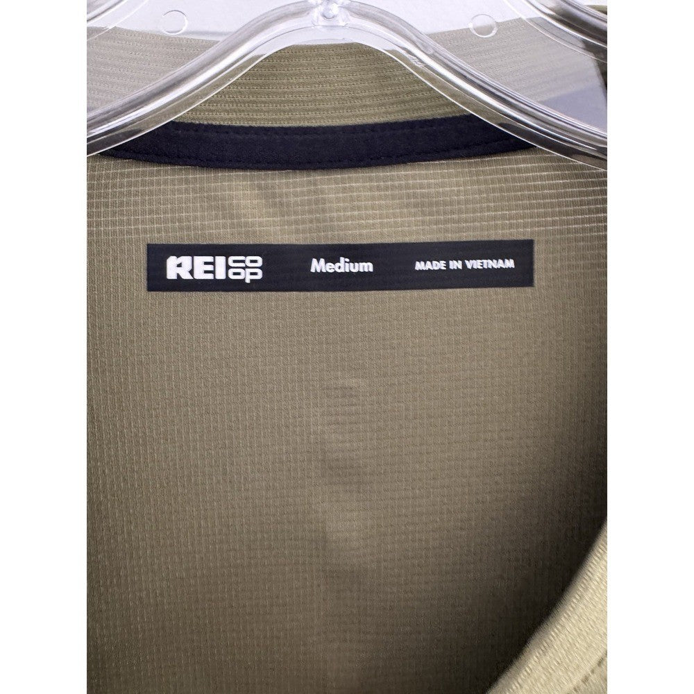 REI Co-op Men's 1/4 Zip Pullover Olive Green Medium Lightweight Hiking Shirt