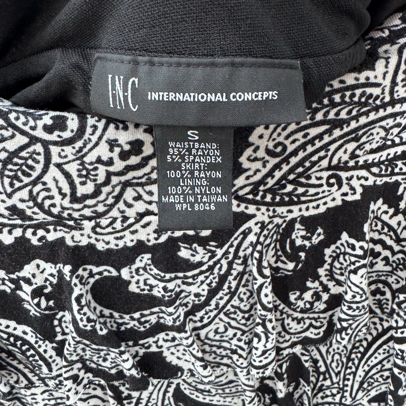 INC International Concepts Skirt Size S Black White Ruffle Tiered Lined