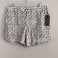 VRST Men's Large 5" Resort Short Print White Silver Stamped Geo NWT Slim Fit