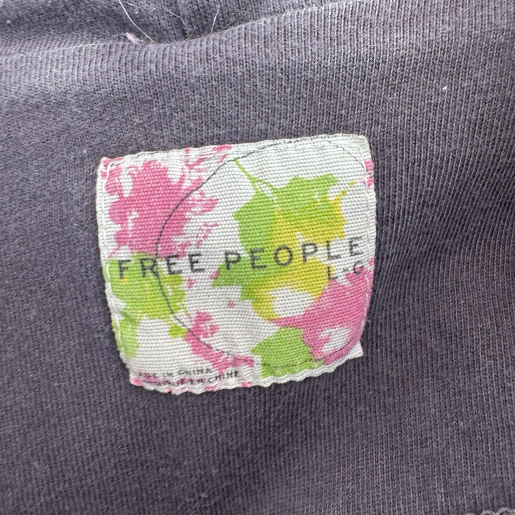Free People Hooded Wrap Jacket Hoodie Purple Cotton Button Front Small Womens