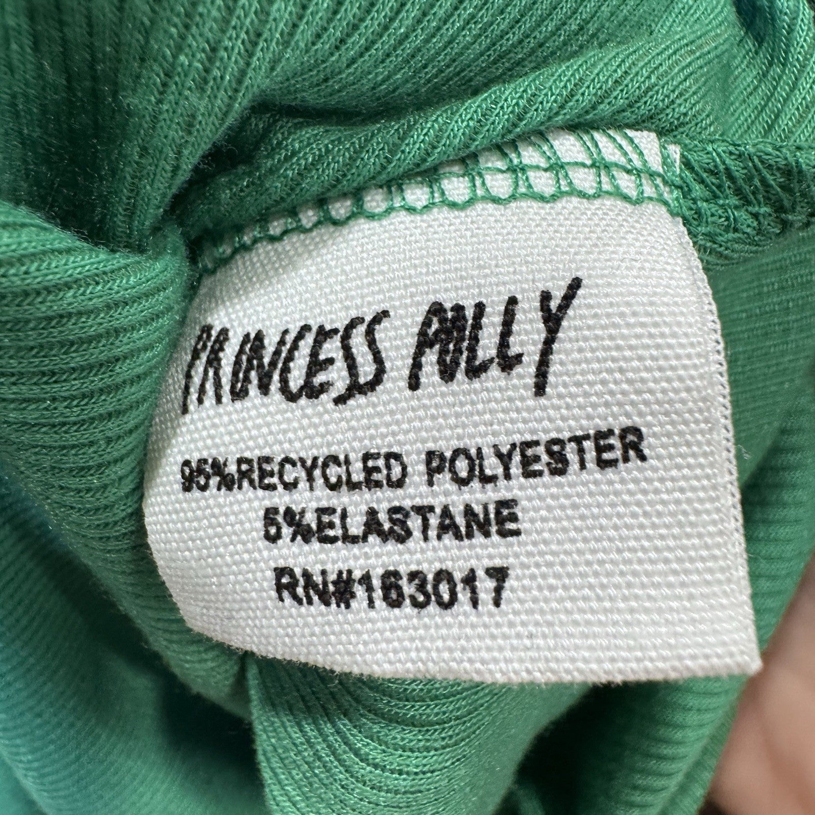 Princess Polly Green Ribbed Long Sleeve Bodysuit Size US 4 | AU 8 | EU 36