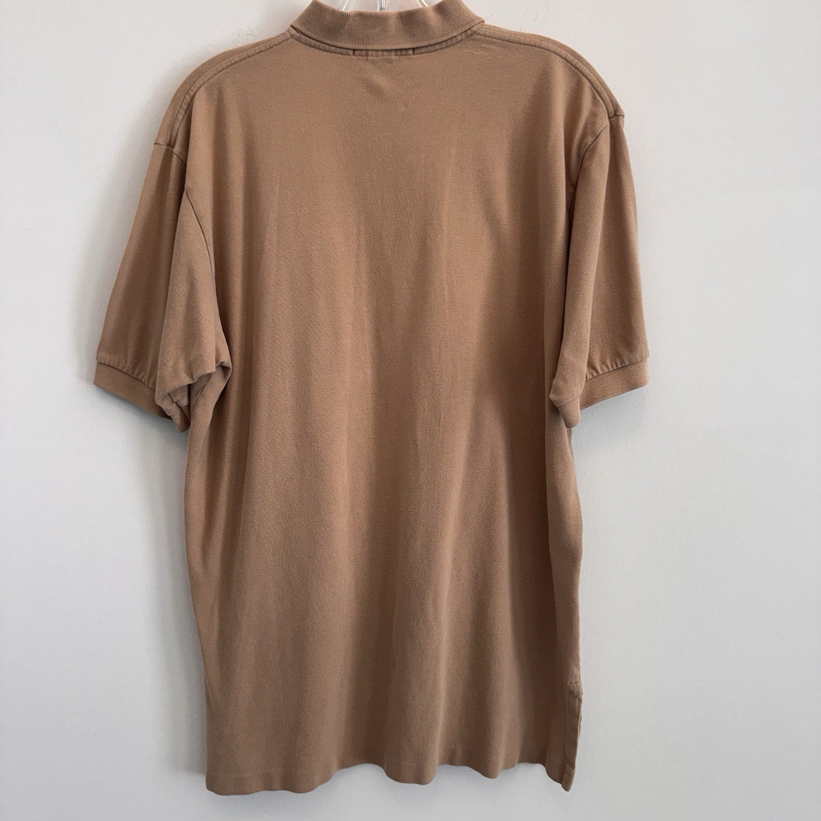 Polo Ralph Lauren Mens Large Tan Khaki Short Sleeve Pique Polo Shirt Pony