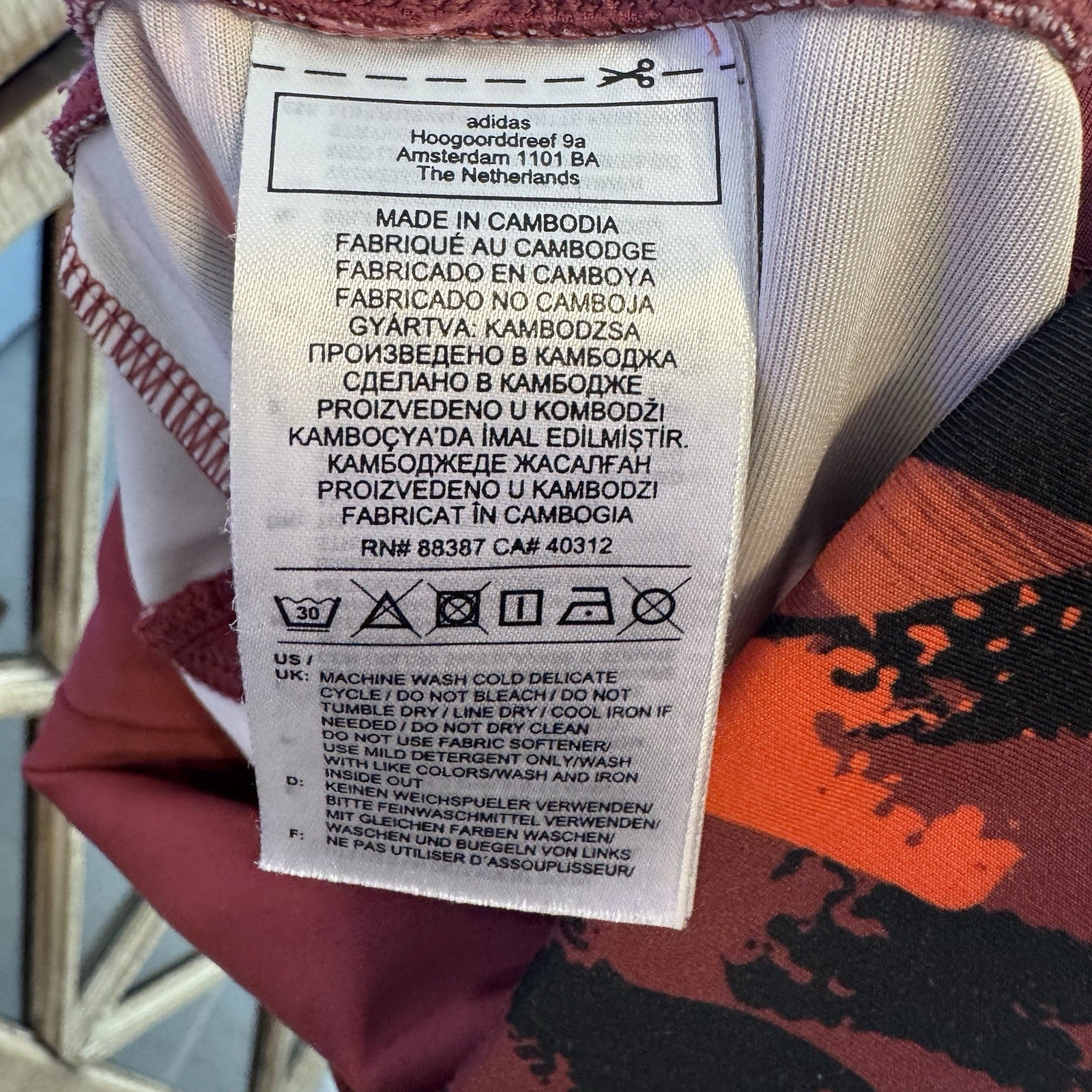 Adidas Women’s S Burgundy Red Abstract Print High Rise Leggings Small