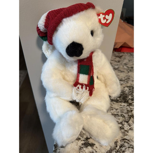 Vintage 1997 Ty Beanie Baby Holiday Bear With Scarf Hat Christmas