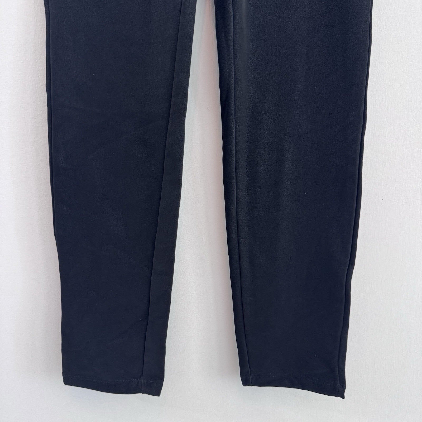 Buckle Black Faux Leather Leggings Women M High Rise Pull On Skinny