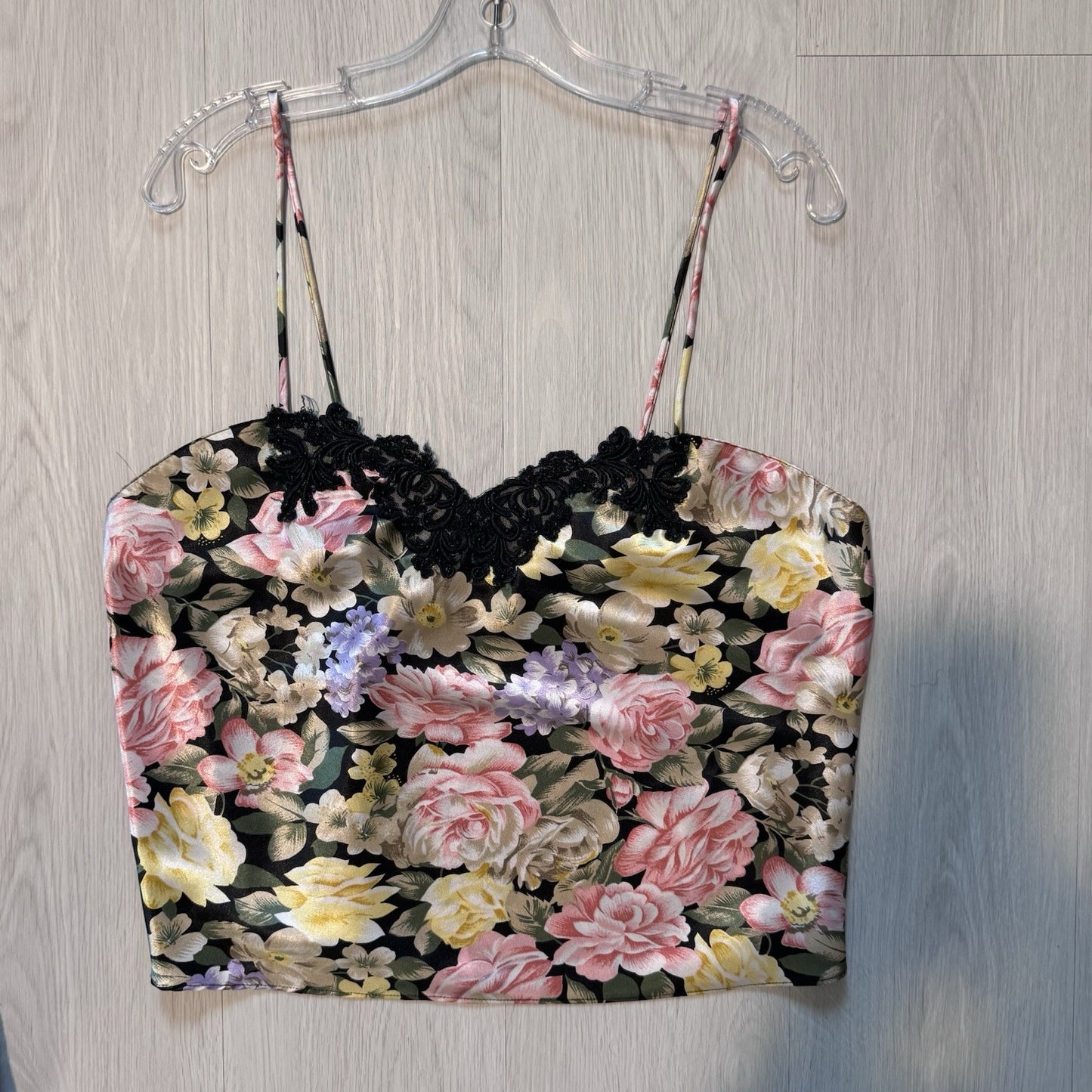 VTG Gold label Victoria’s Secret Floral Lace Camisole Large Made in Korea Y2K
