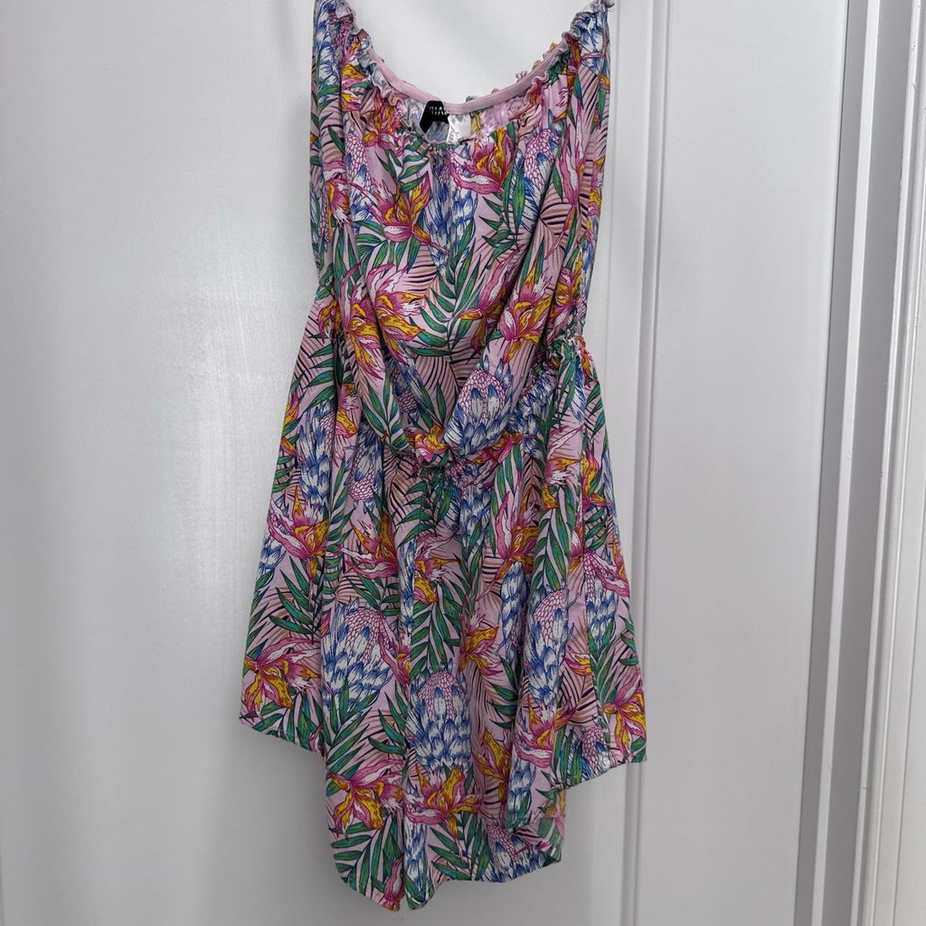 H&M Pink Tropical Floral Sundress Size 10 Sleeveless Summer Vacay Dress Viscose
