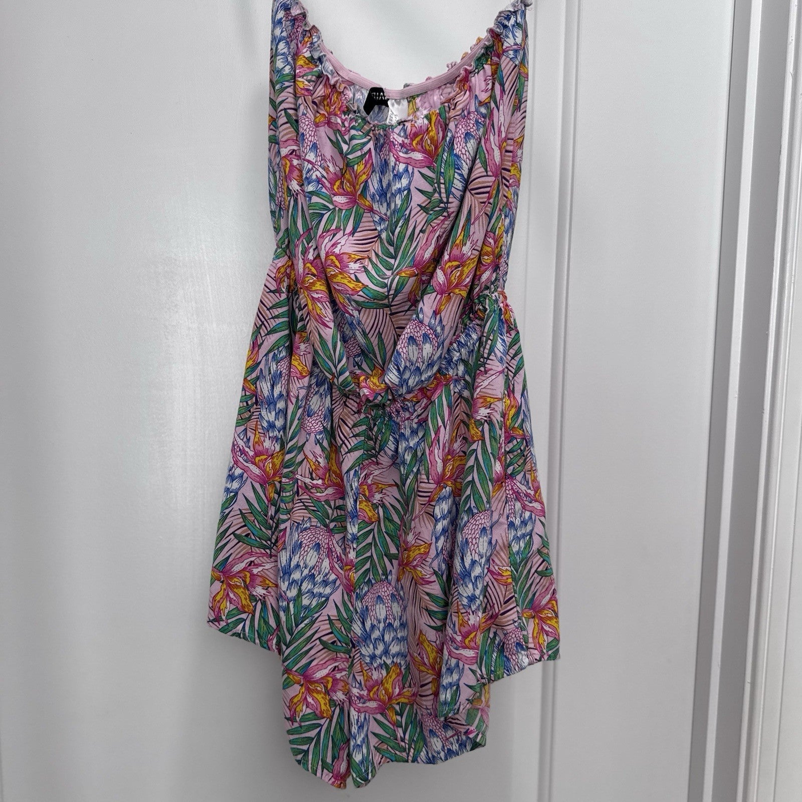H&M Pink Tropical Floral Sundress Size 10 Sleeveless Summer Vacay Dress Viscose