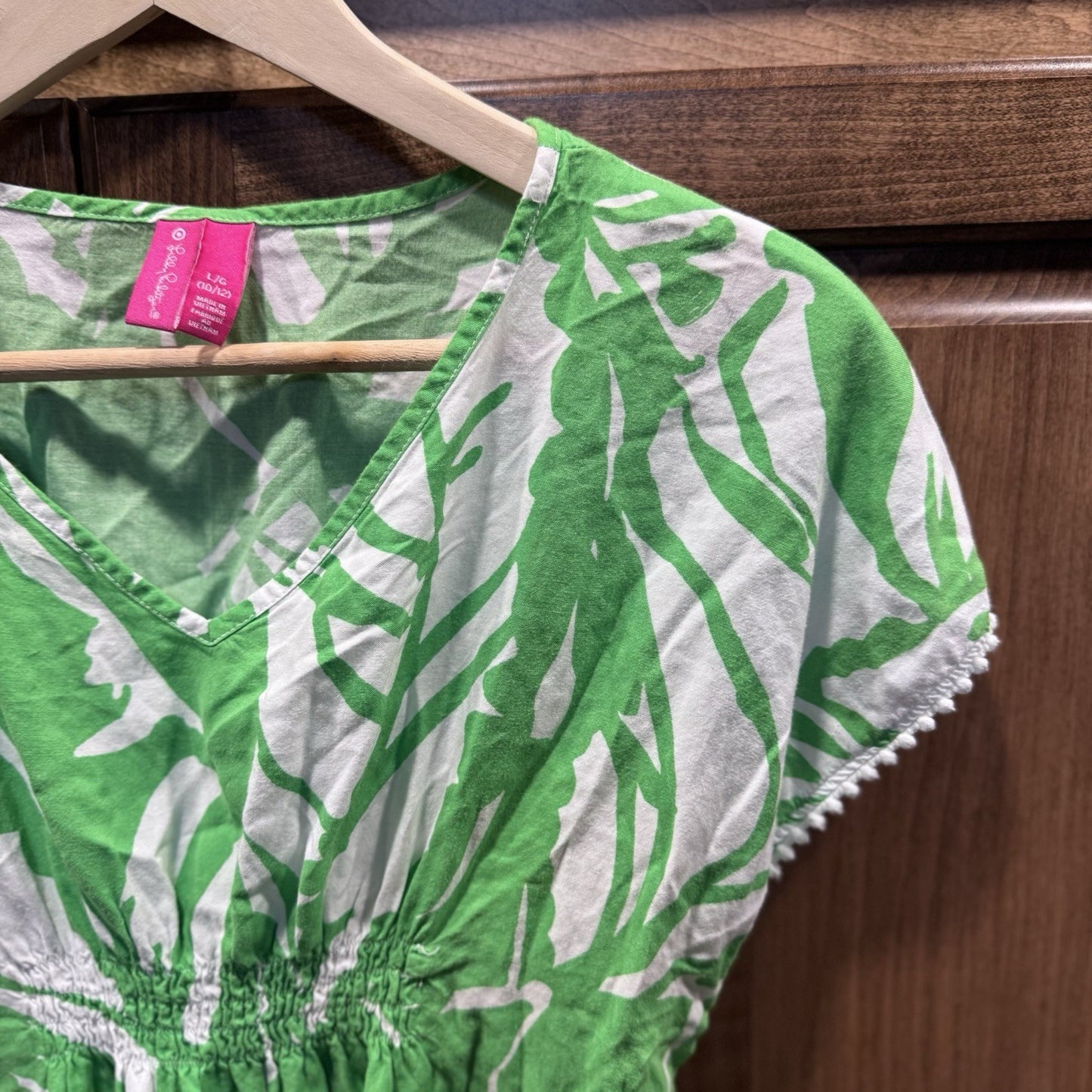 Lilly Pulitzer for Target Girls Green White Palm Print Tunic Top Size L (10/12)