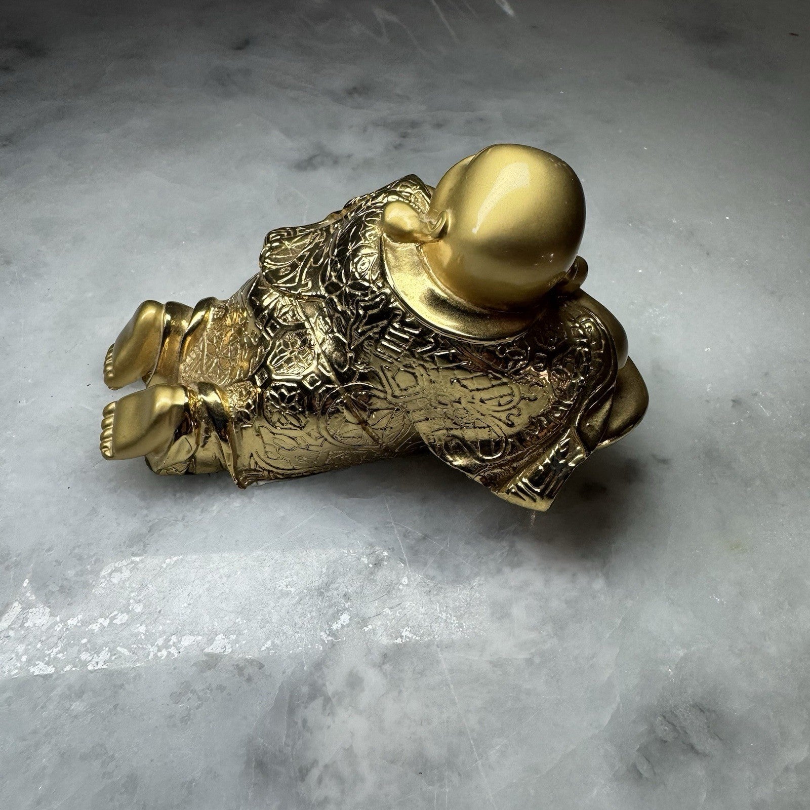Vintage Gold Laughing Buddha Figurine Statue Feng Shui Lucky Decor Miniature VTG