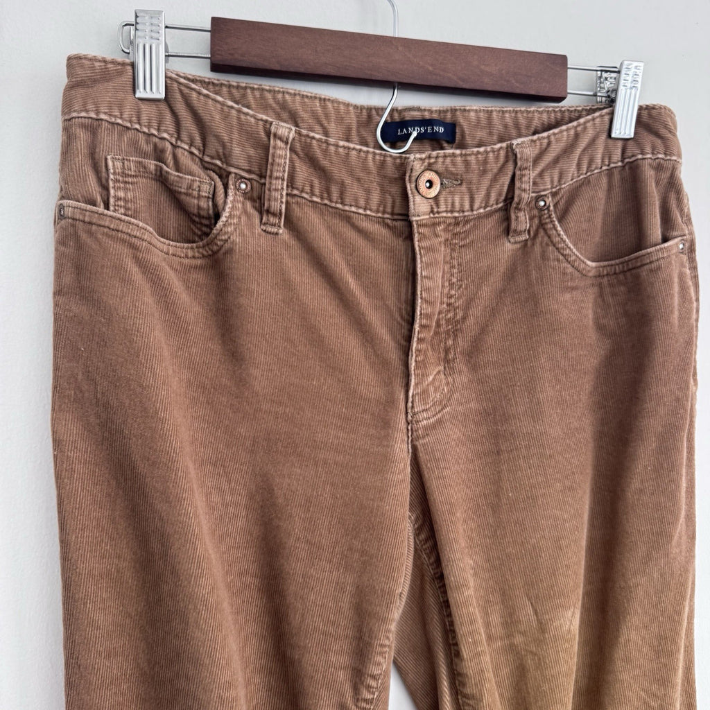 Lands End Corduroy Pants Womens 8 Fit 1 Brown Stretch Straight