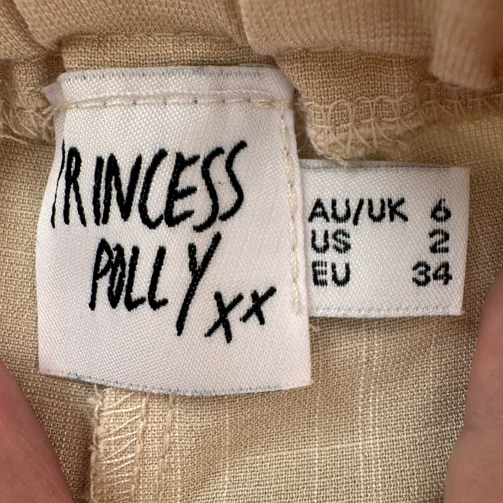 Princess Polly Women’s Beige Linen Look Tailored Shorts US 2 Minimalist