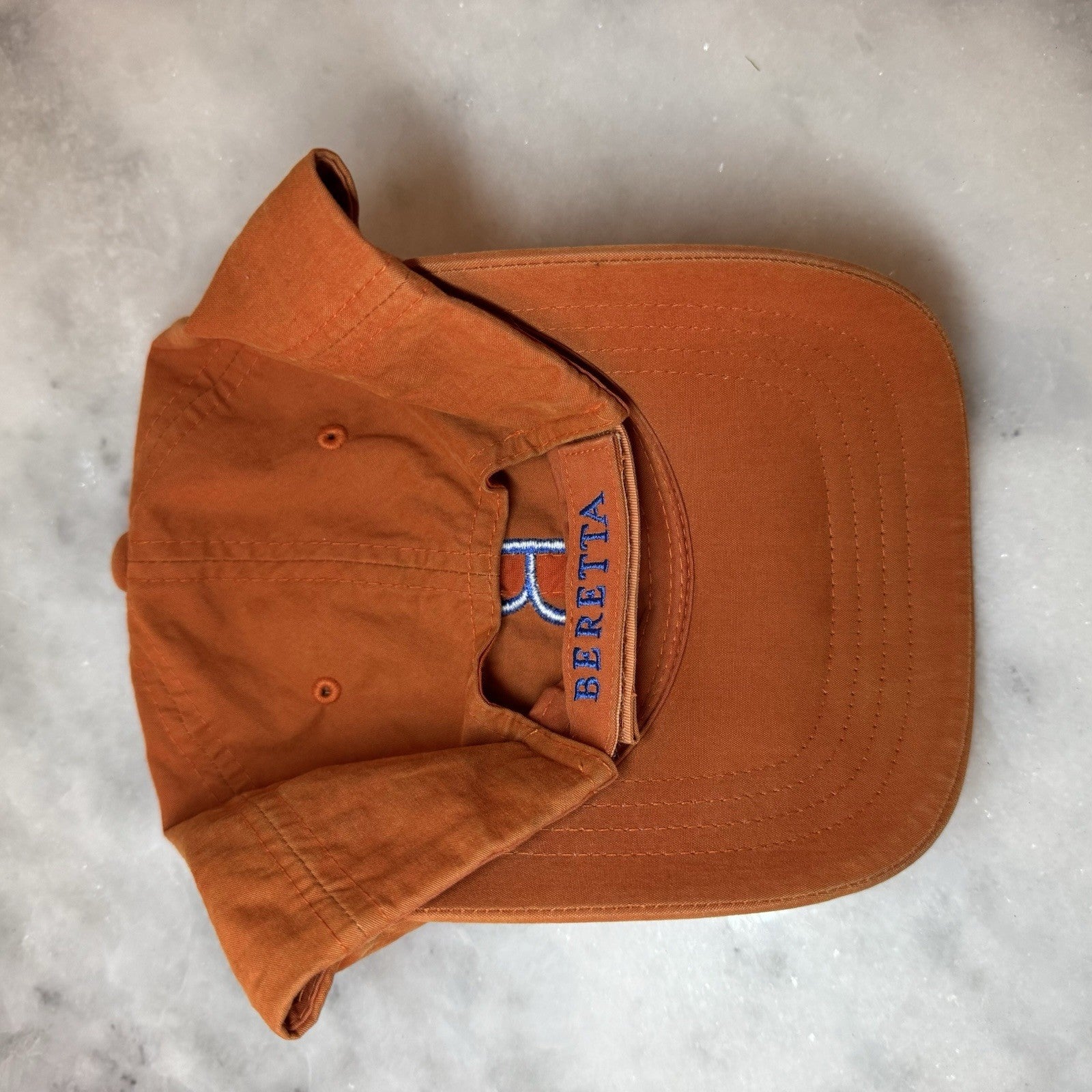 Beretta Orange Baseball Cap Hat OSFA Adjustable Embroidered Logo Cotton