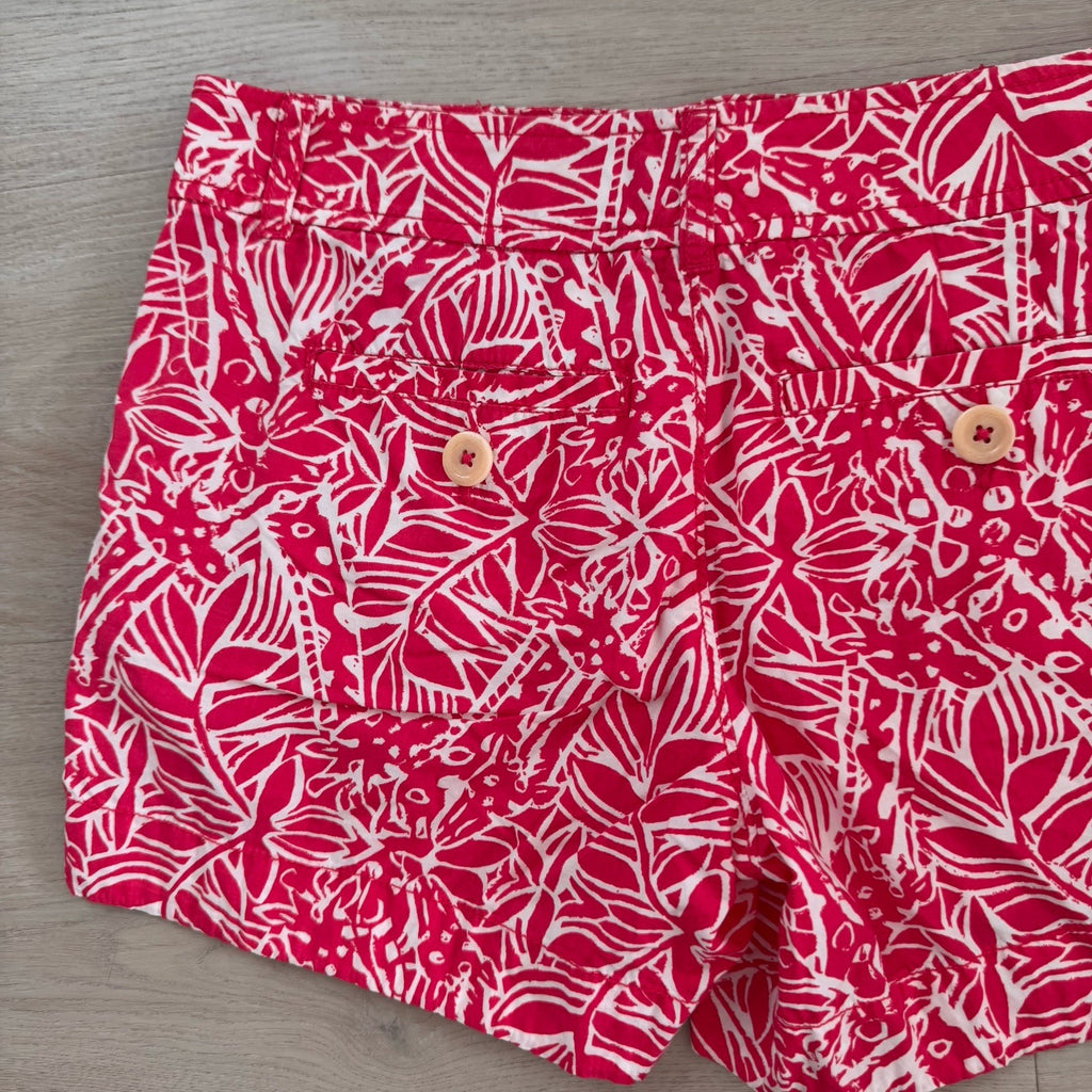Lilly Pulitzer Women’s Pink White Tropical Print Shorts Size 4 Resort Callahan