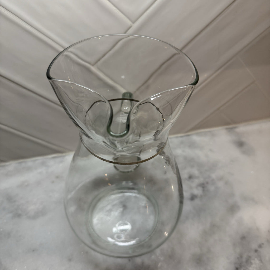 Vintage Silver 25th Anniversary Glass Pitcher Carafe Gold Trim Weston