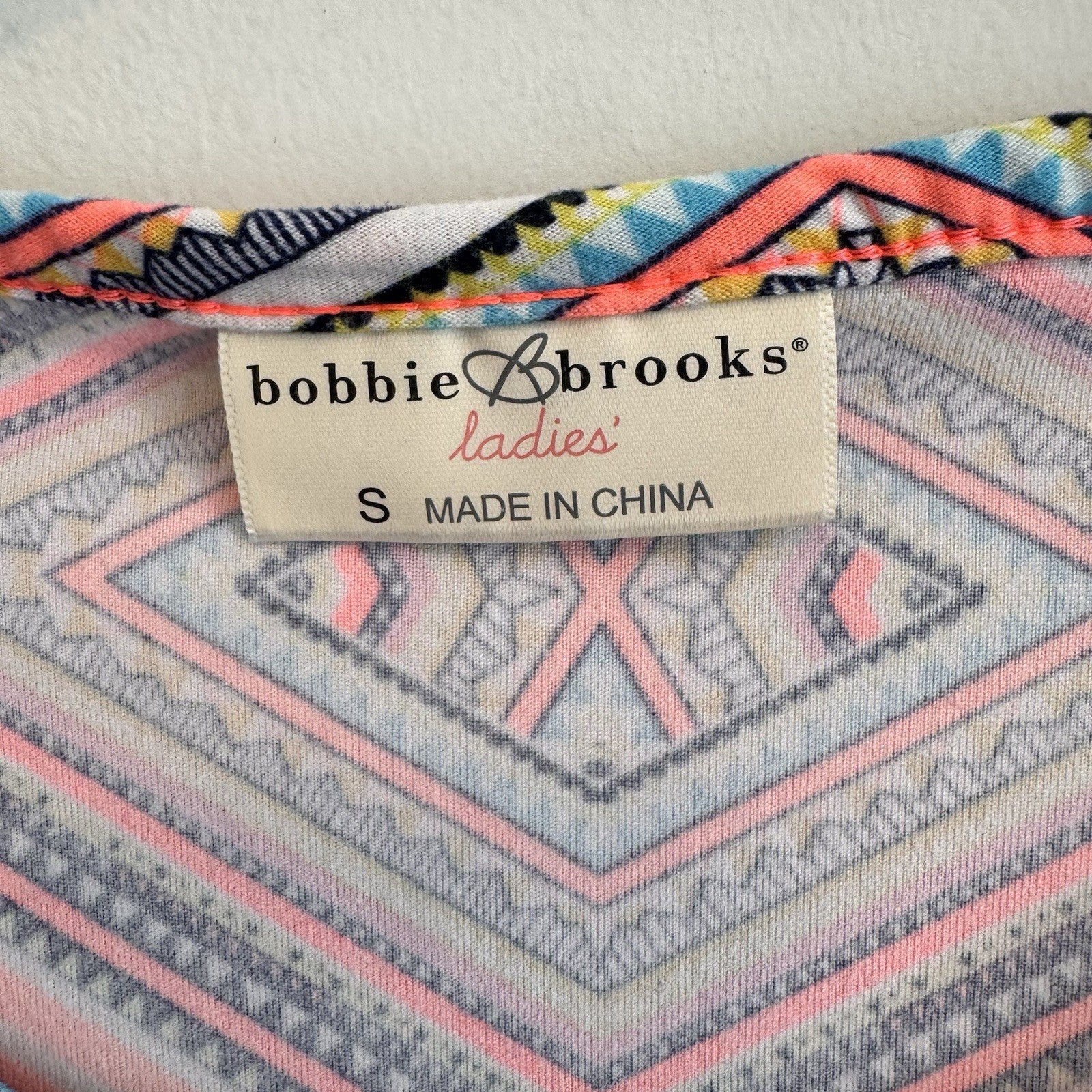 Bobbie Brooks Women Small S Aztec Geometric Print Dress Short Sleeve Bodycon