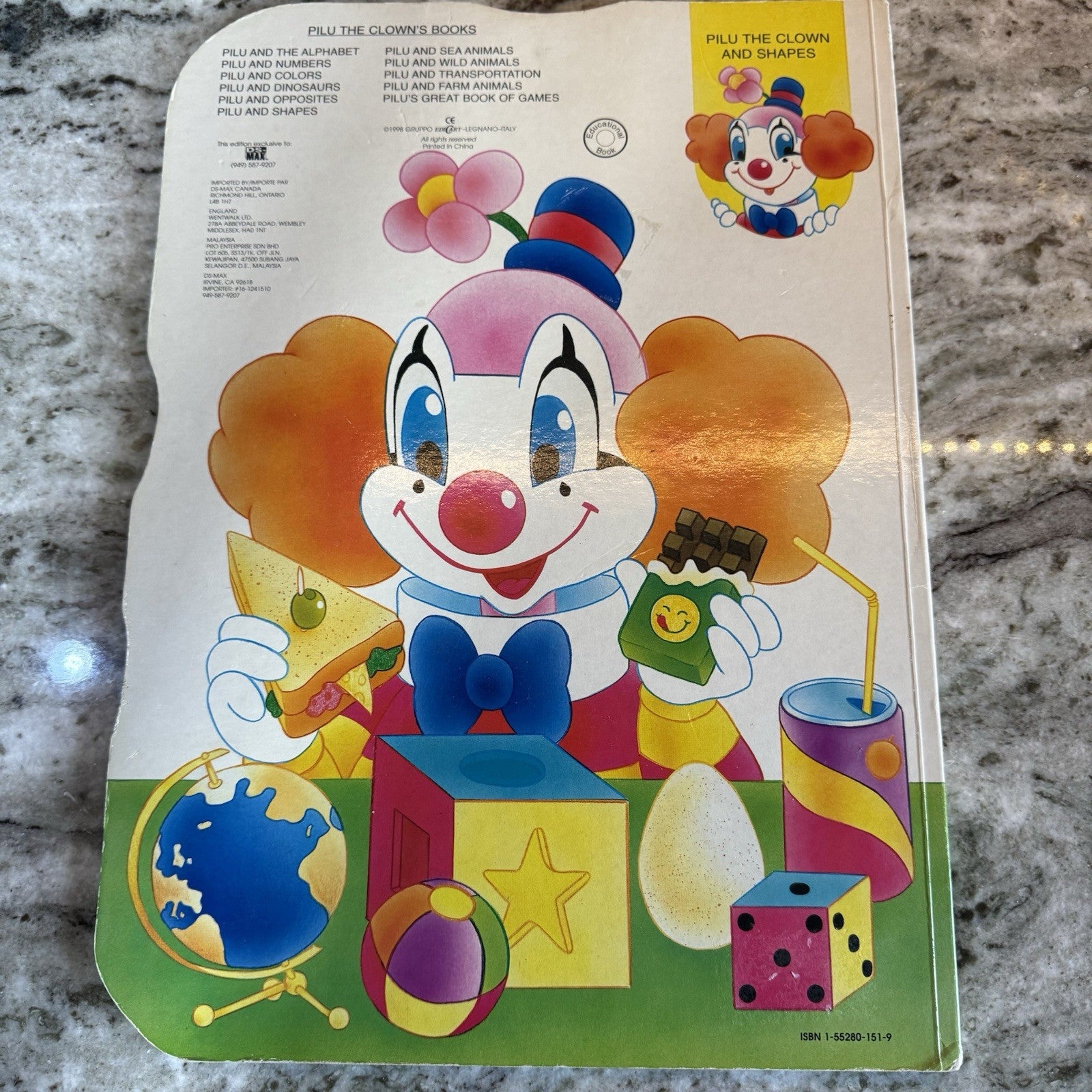 VTG PILU THE CLOWN SHAPES, NUMBERS & COLORS JUMBO SIZE  Book 1997 Set of 3 Books