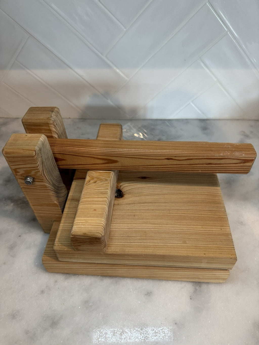 Rare Handmade Mexican Wooden Tortilla Press Rustic Cocina Artisanal 9.5x10.5