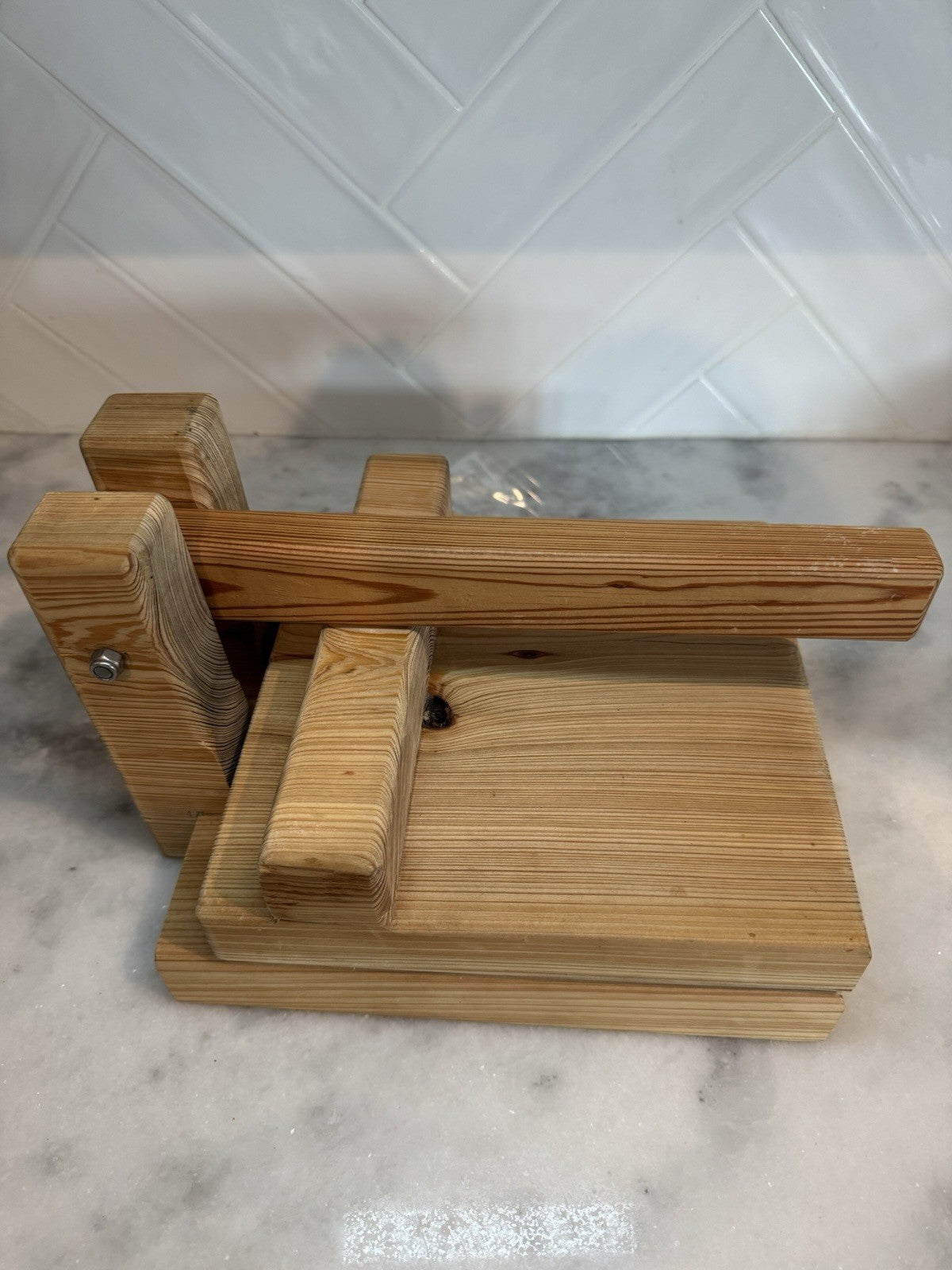 Rare Handmade Mexican Wooden Tortilla Press Rustic Cocina Artisanal 9.5x10.5
