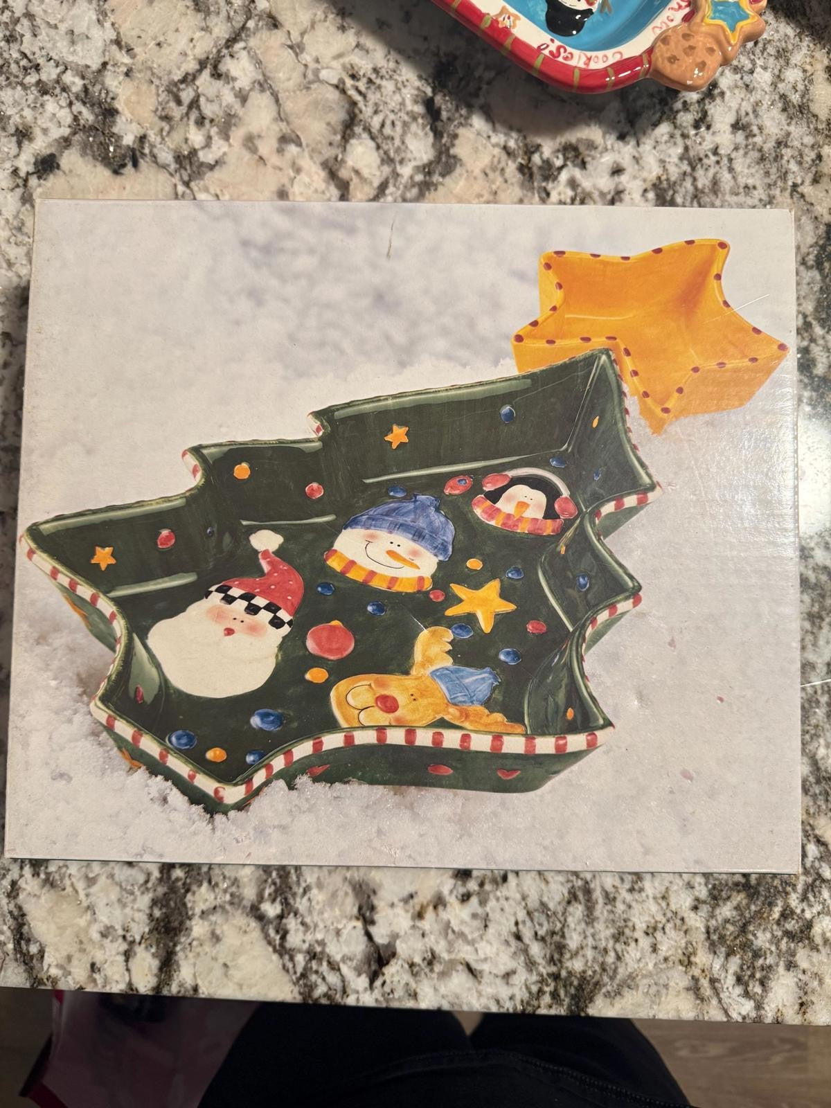 Vintage Christmas Tree Chip and Dip Serving Tray JC Penney