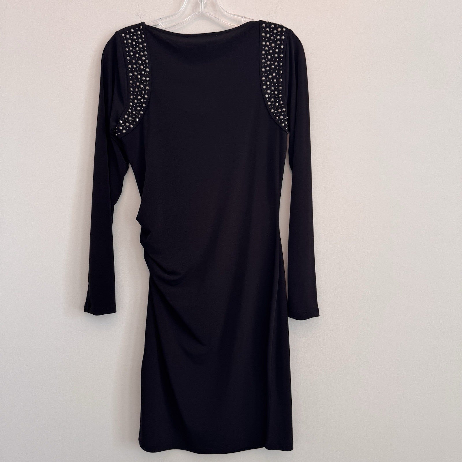 Michael Kors Studded Shoulder Drape Neck Dress Black Size Small