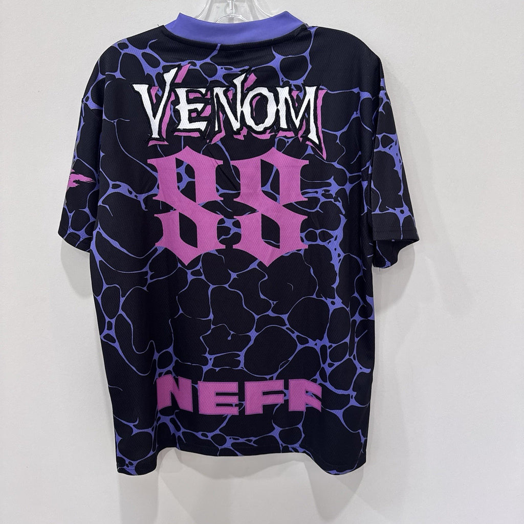 Marvel x Neff Venom Jersey Shirt Mens Medium NWT Graphic Black Purple Pink