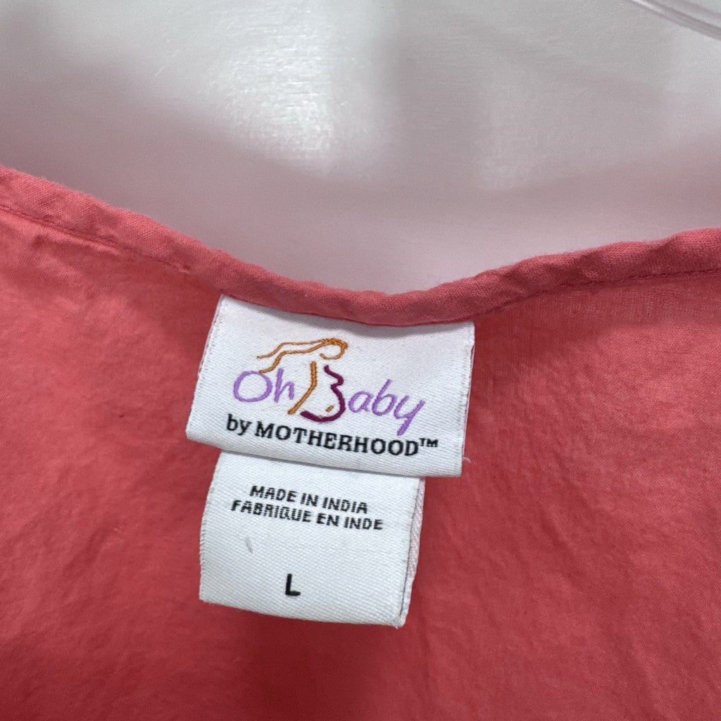 Oh Baby by Motherhood Pink Maternity Tunic Top L Embellished Boho Peasant