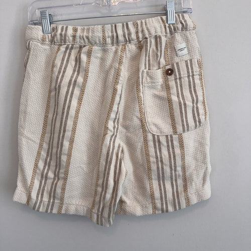 American Eagle Striped Textured Organic Cotton Blend Shorts Cream Tan XS
