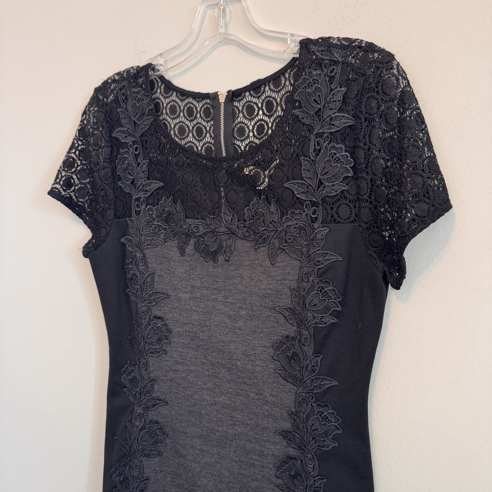 NWT 41 Hawthorn Truly Poppy Becka Lace Trim Sheath Dress Dark Grey Medium