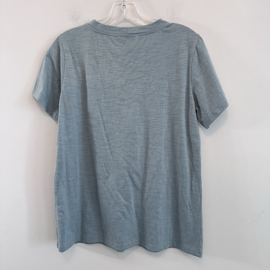Entro Lace Up Graphic Tee Shirt Women’s L Blue American Racing Y2K