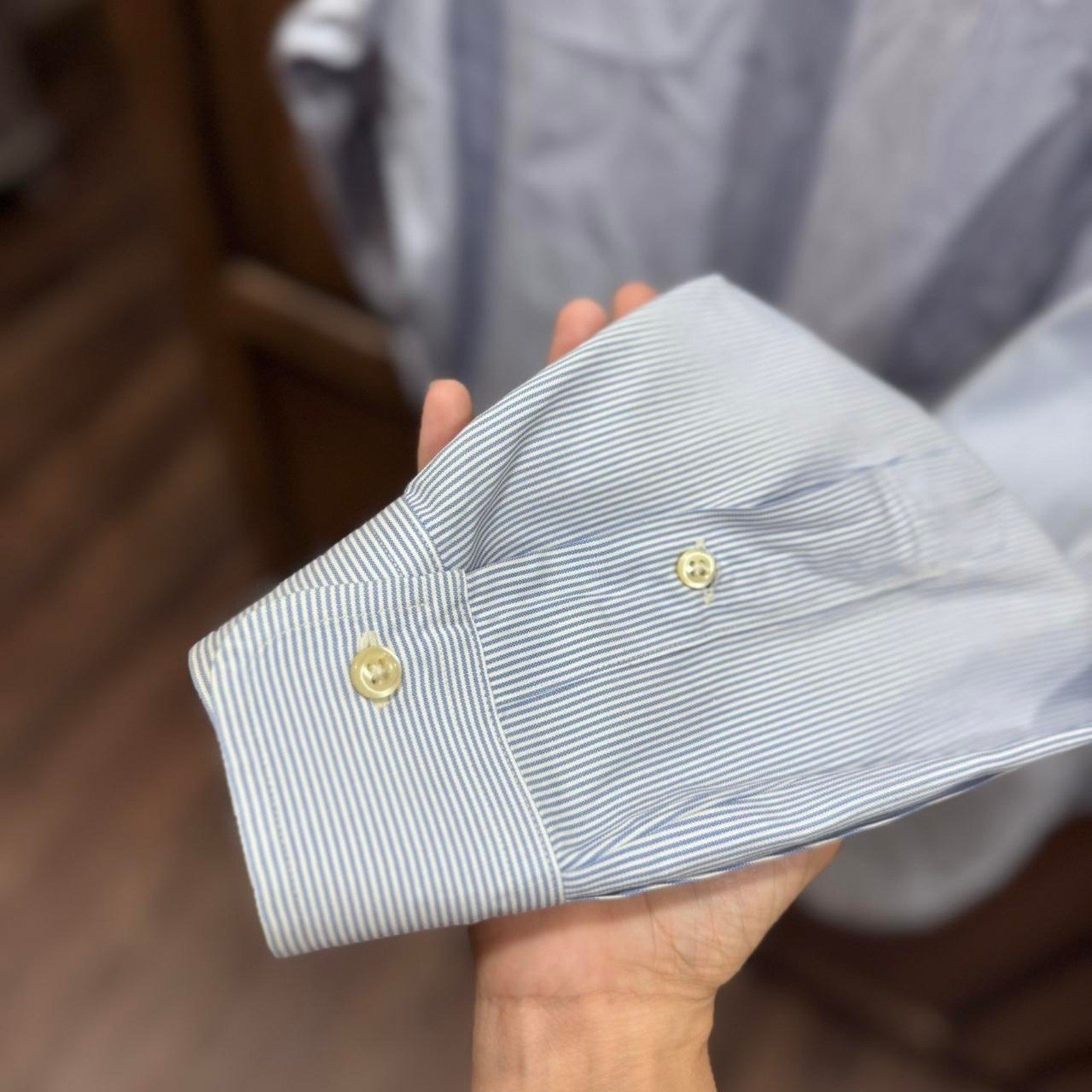 Ralph Lauren Classic Fit Button-Up Shirt - Blue Pinstripe - Size Tall