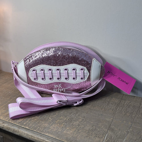 Betsey Johnson XOTEAM Pink Sequin Football Crossbody Shoulder Bag NWT Blush