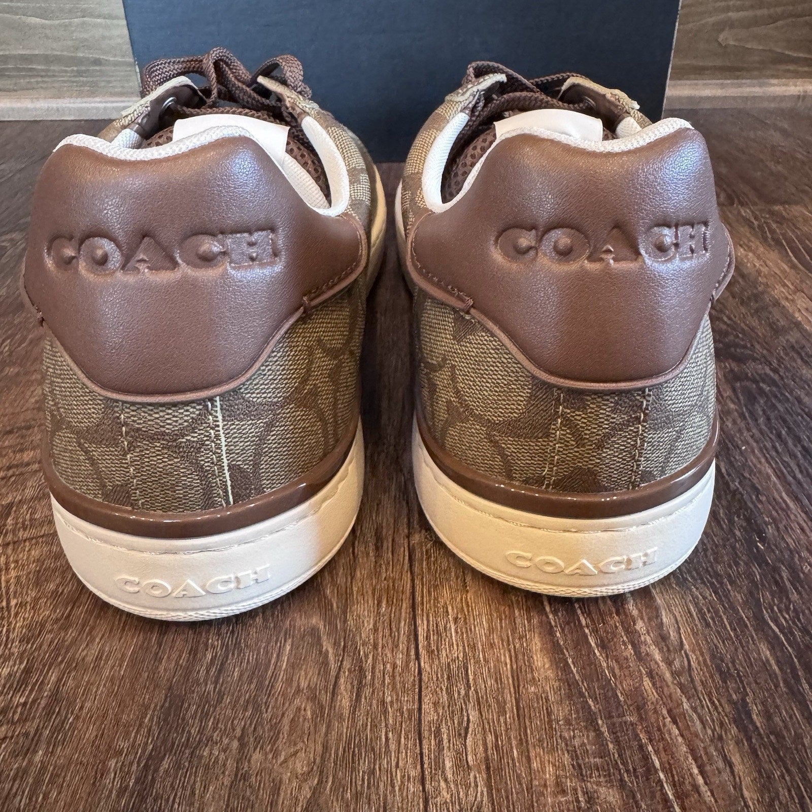 Coach Clip Signature Low Top Sneaker Khaki Saddle Brown Men's Size 13 NEW