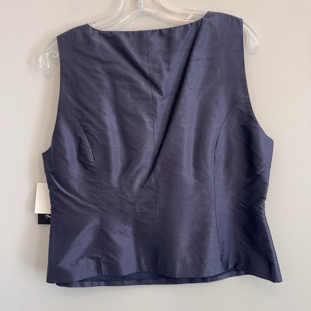 NWT mxi 100% Silk Sleeveless Shell Top Blouse Blue Slate Size 14P Petite