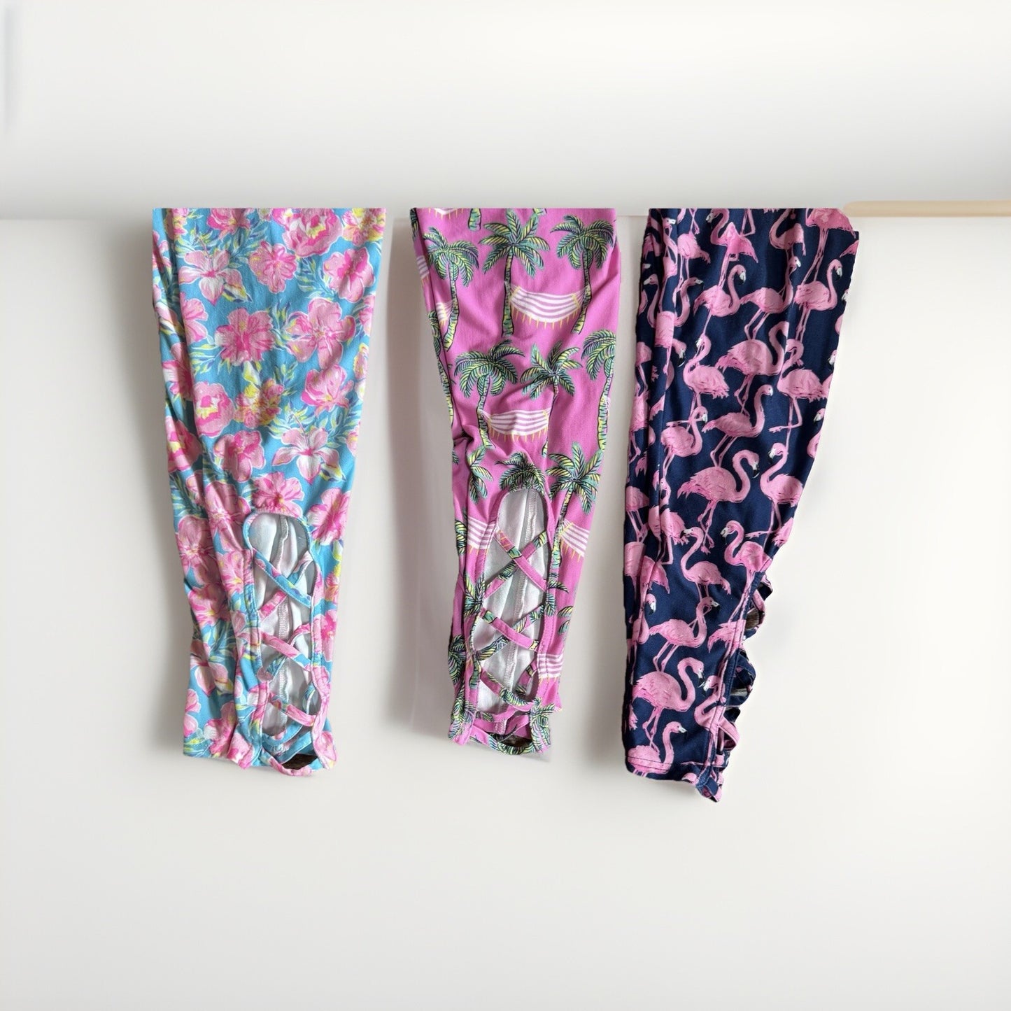 Simply Southern Leggings Lot of 4 | XS-S-M |Tropical Prints | Criss-Cross Ankles