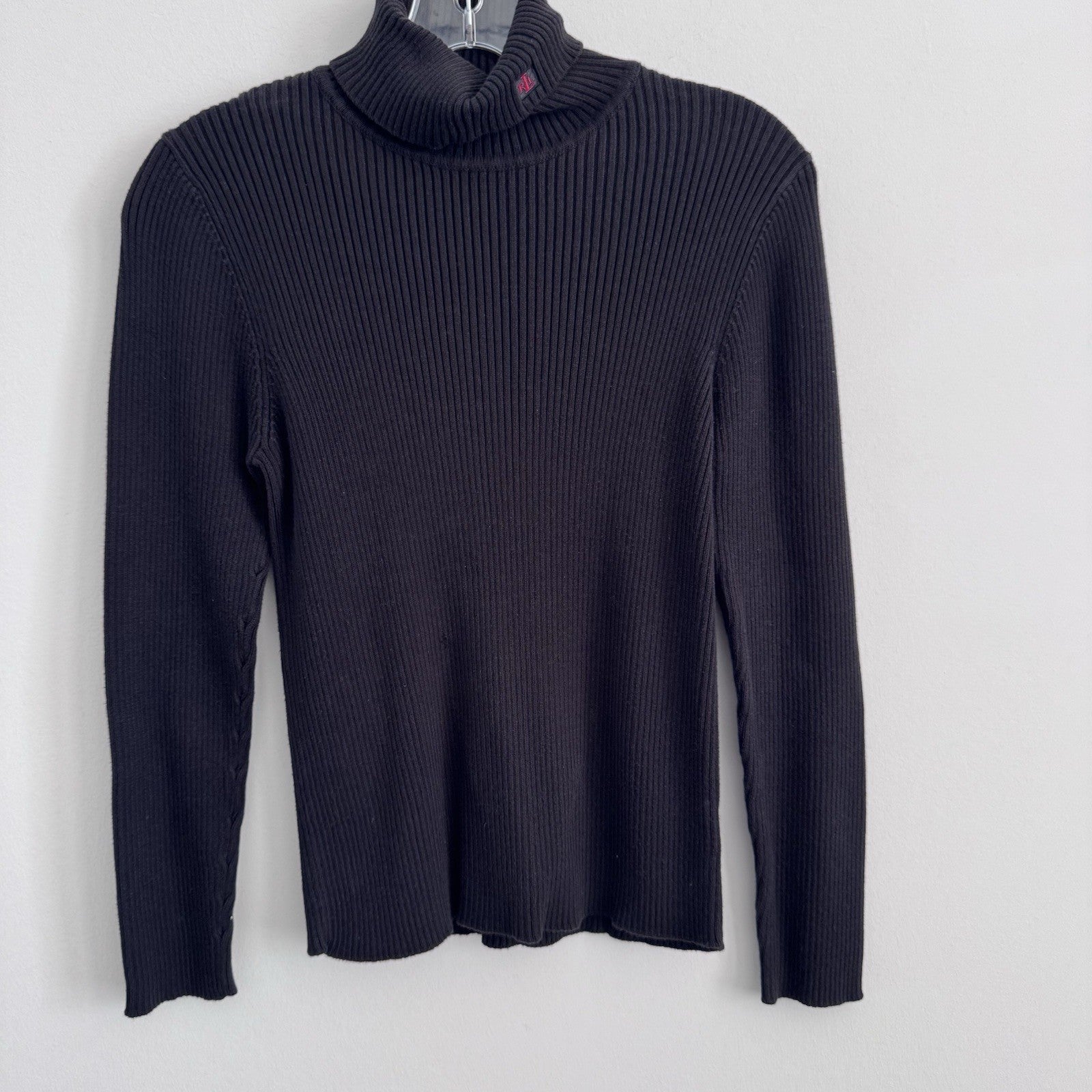 Lauren Ralph Lauren Pullover Turtleneck Cable Knit Sweater Women Sz PS Black