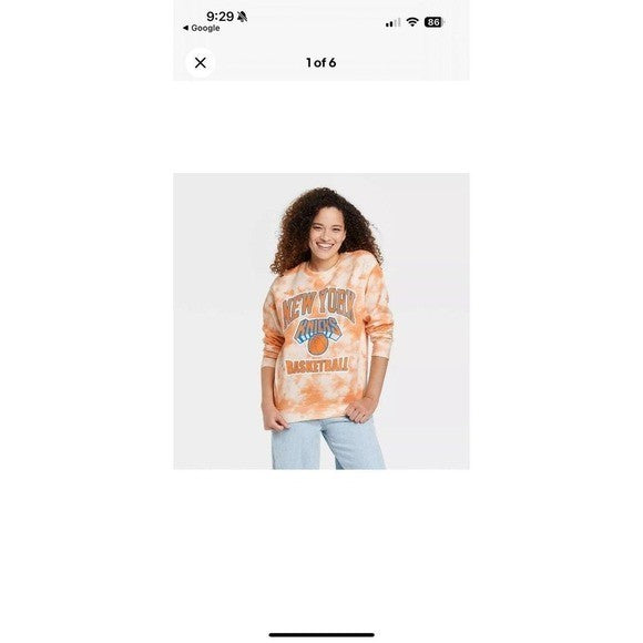 Women's NBA New York Knicks Retro Tie Dye Crew Sweatshirt Size large