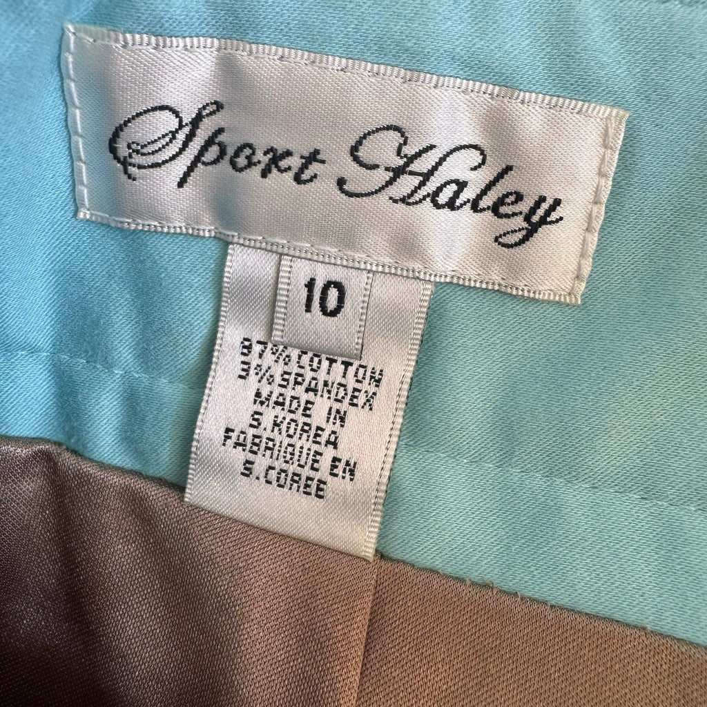 Sport Haley Tan Blue Swirl Print Skirt Size 10 Y2K Mod Retro Women’s