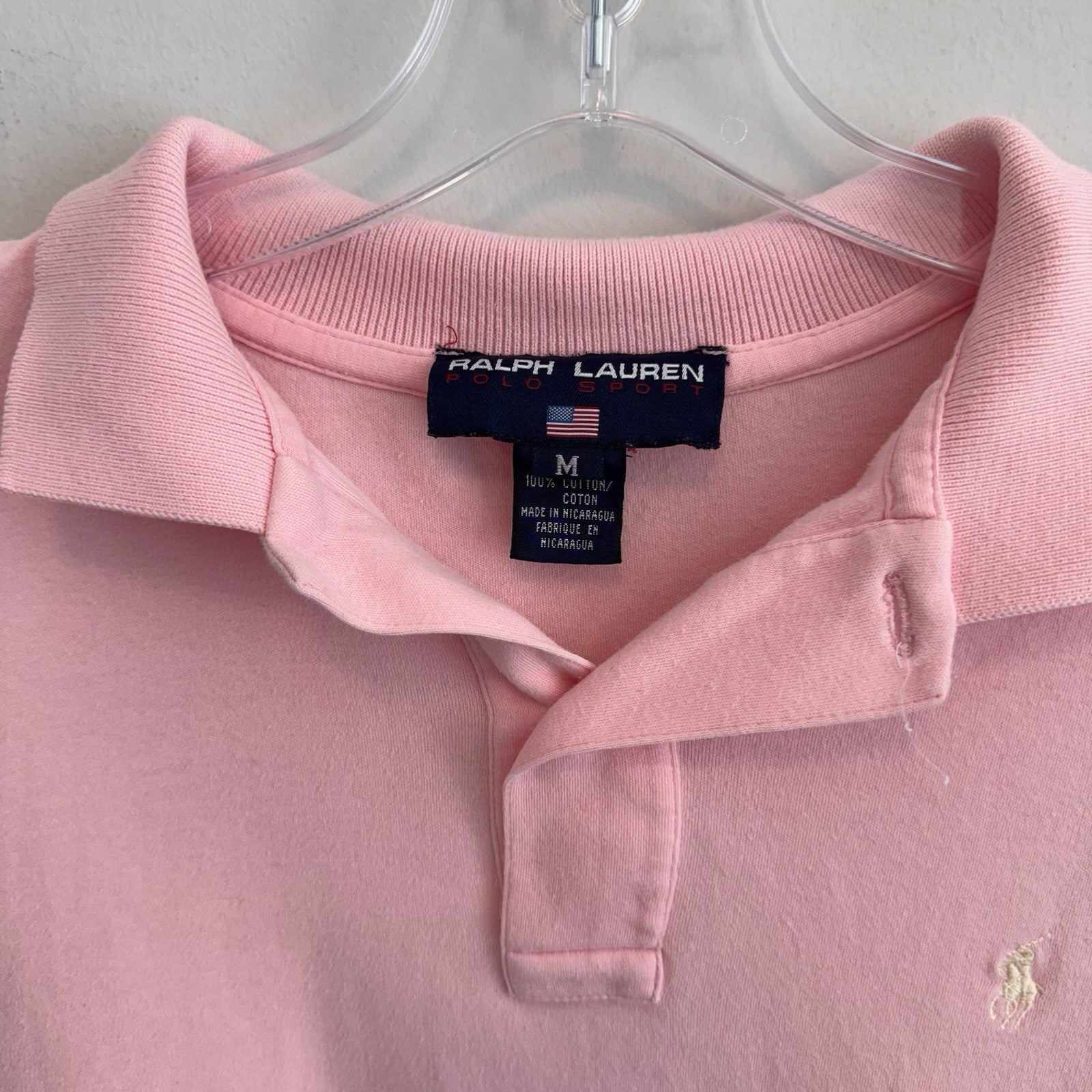 Ralph Lauren Polo Sport Shirt Women’s Medium Pink Long Sleeve Rugby Polo Y2K