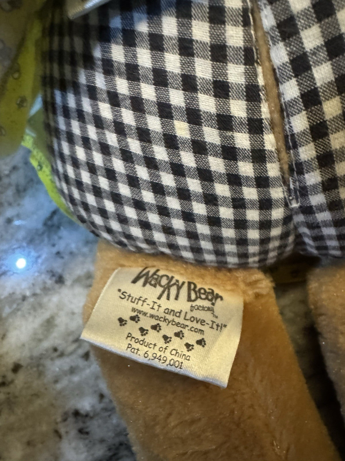 Vintage Rare Wacky Bear Factory Brown Bear In Dress Stuffed Plush 2000