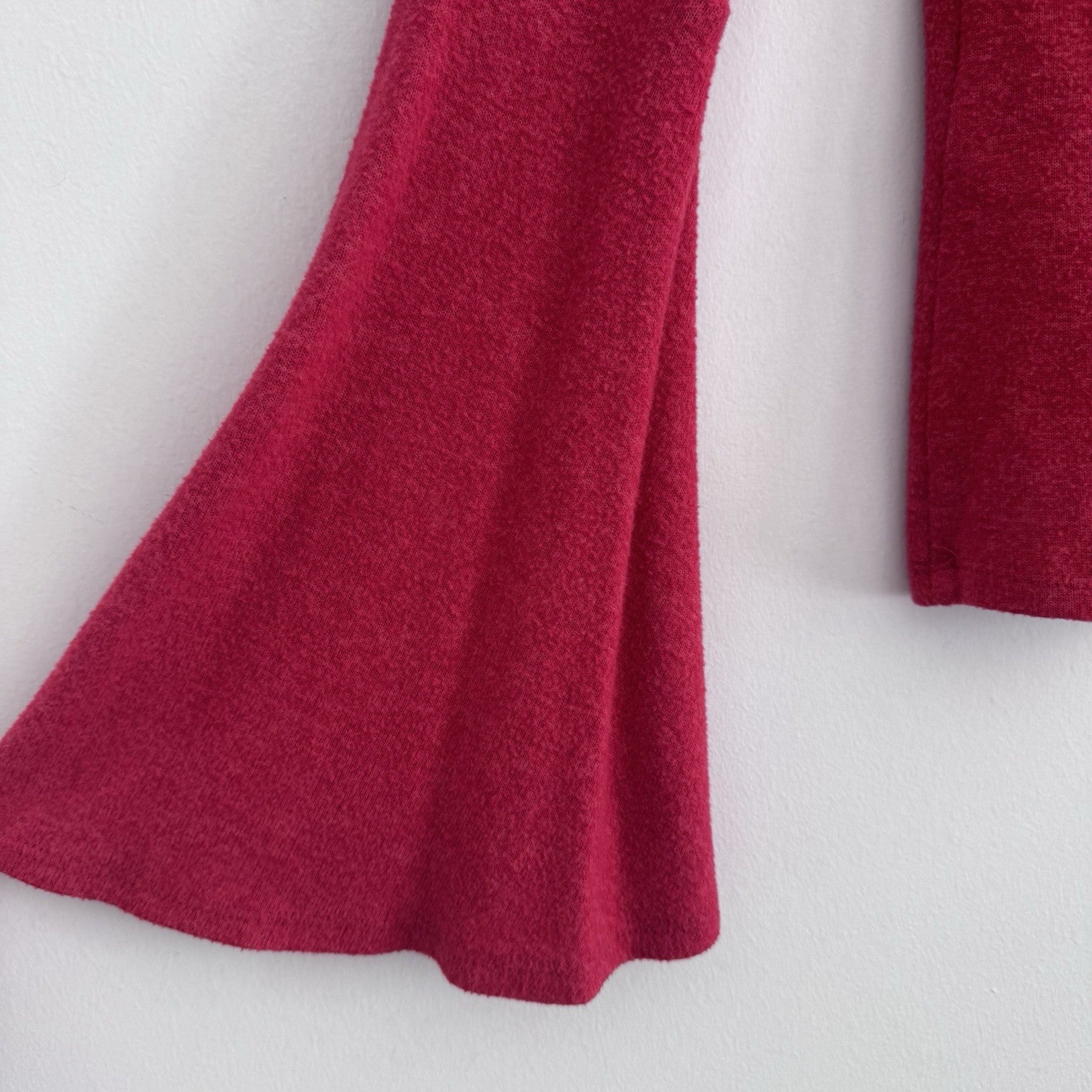 Hollister Bell Sleeve Sweater Top Women S Red Scoop Neck Soft Y2K