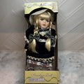 Victorian beauty 12” Porcelain doll Blonde Braids Blue Eyes W/ Box Vintage