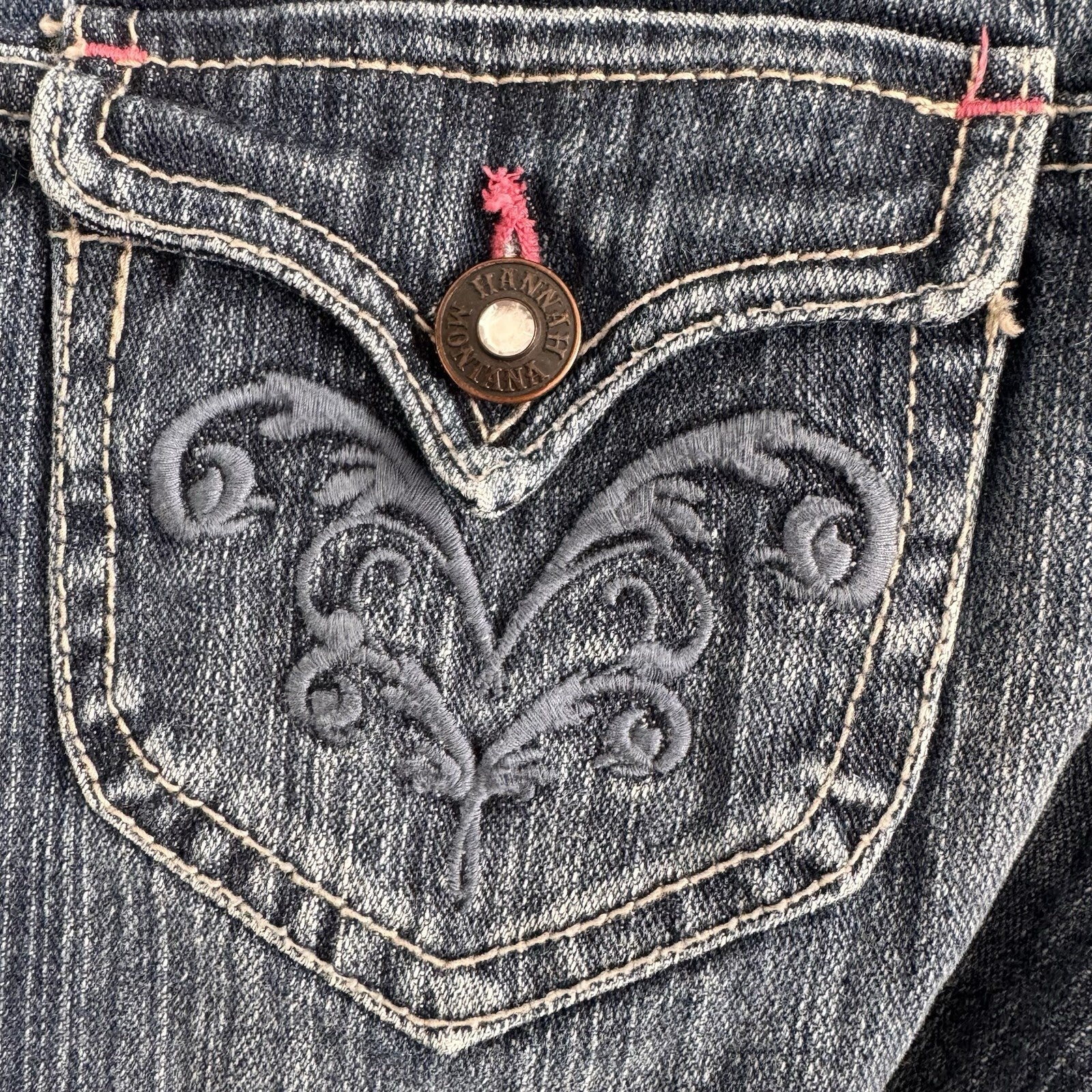 Vintage Disney Hannah Montana Girls Size 8 Jeans Embellished Embroidered Y2K