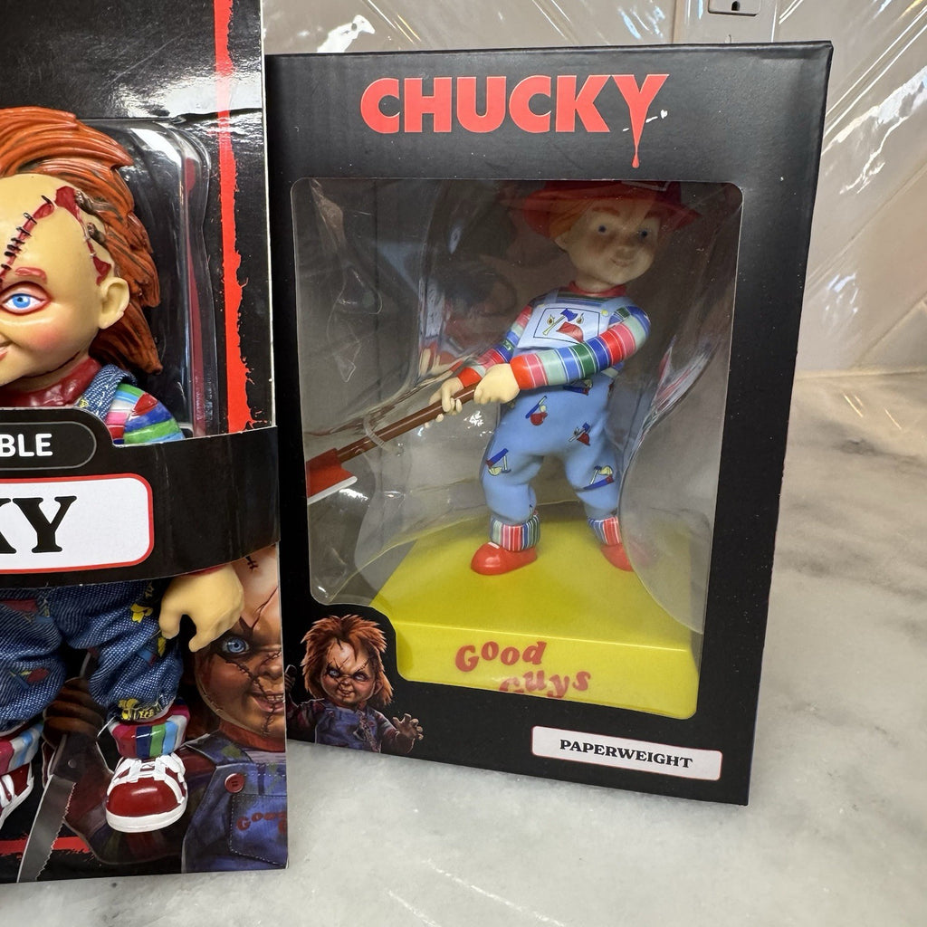 Chucky Horror Collectibles Lot CultureFly Figure Bendyfigs & Paperweight