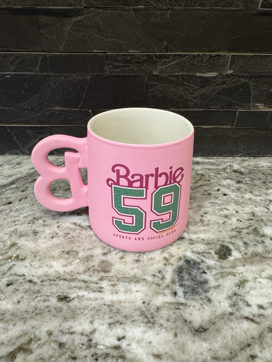 Barbie 'B' Shape Handle LA Sports & Social Club 1959 Double Sided Pink Mug -