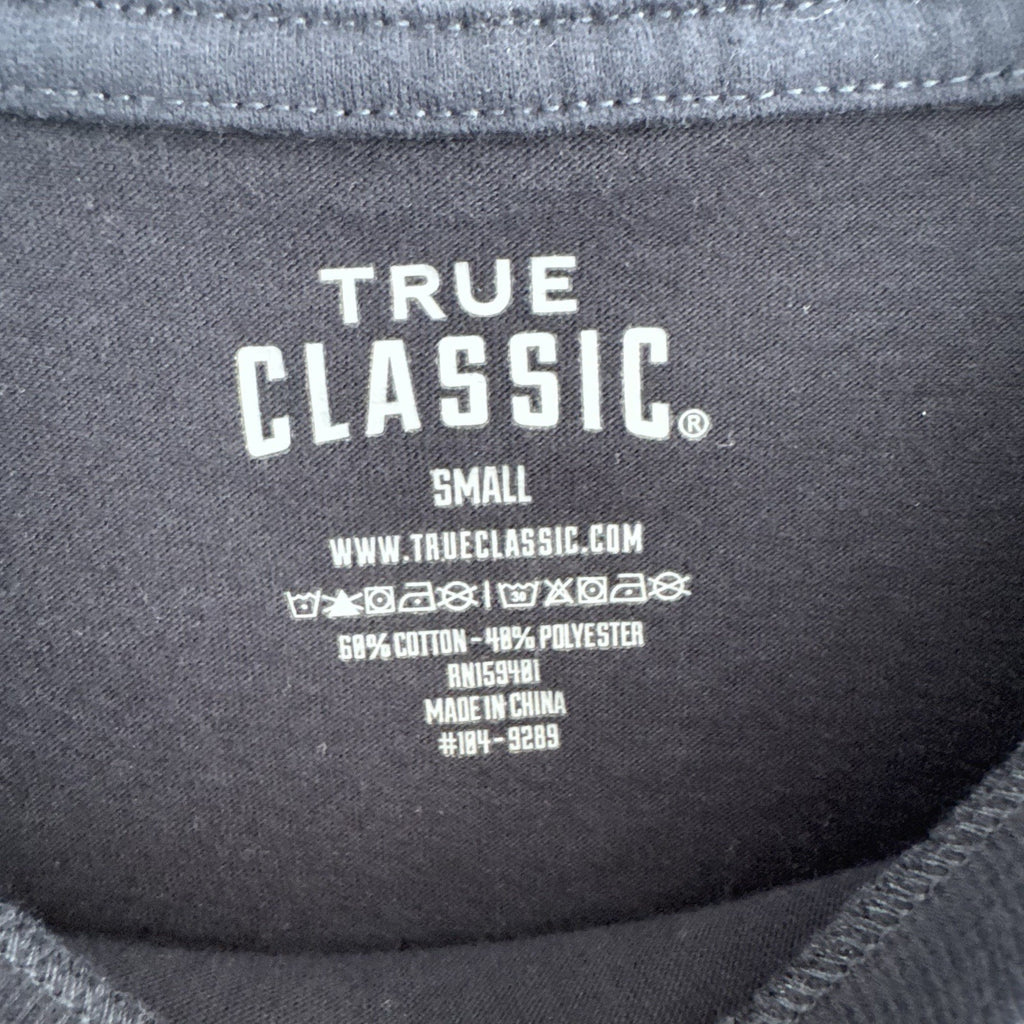 True Classic Navy Long Sleeve T Shirt Mens Small Cotton Blend