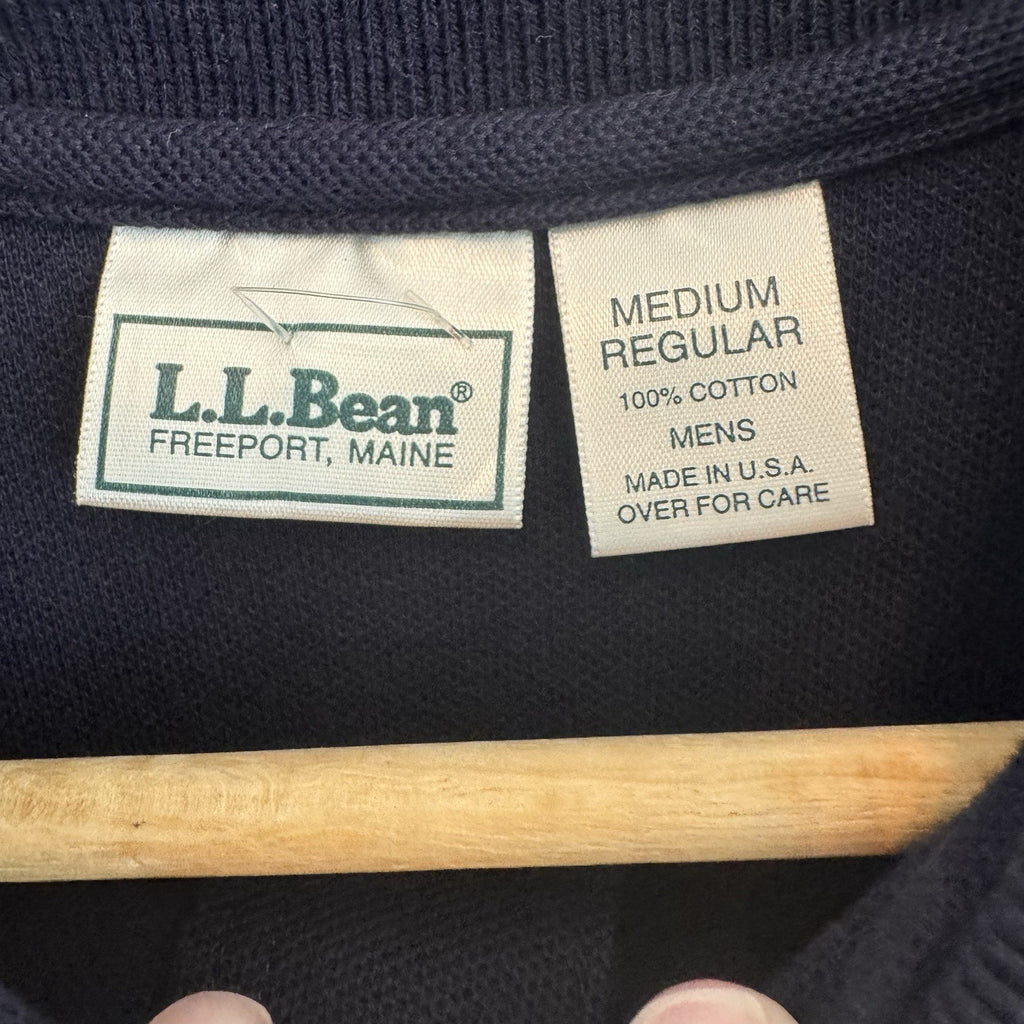 L.L. Bean Vintage Made in USA Bean Boot Logo Polo Shirt Navy Men's Medium