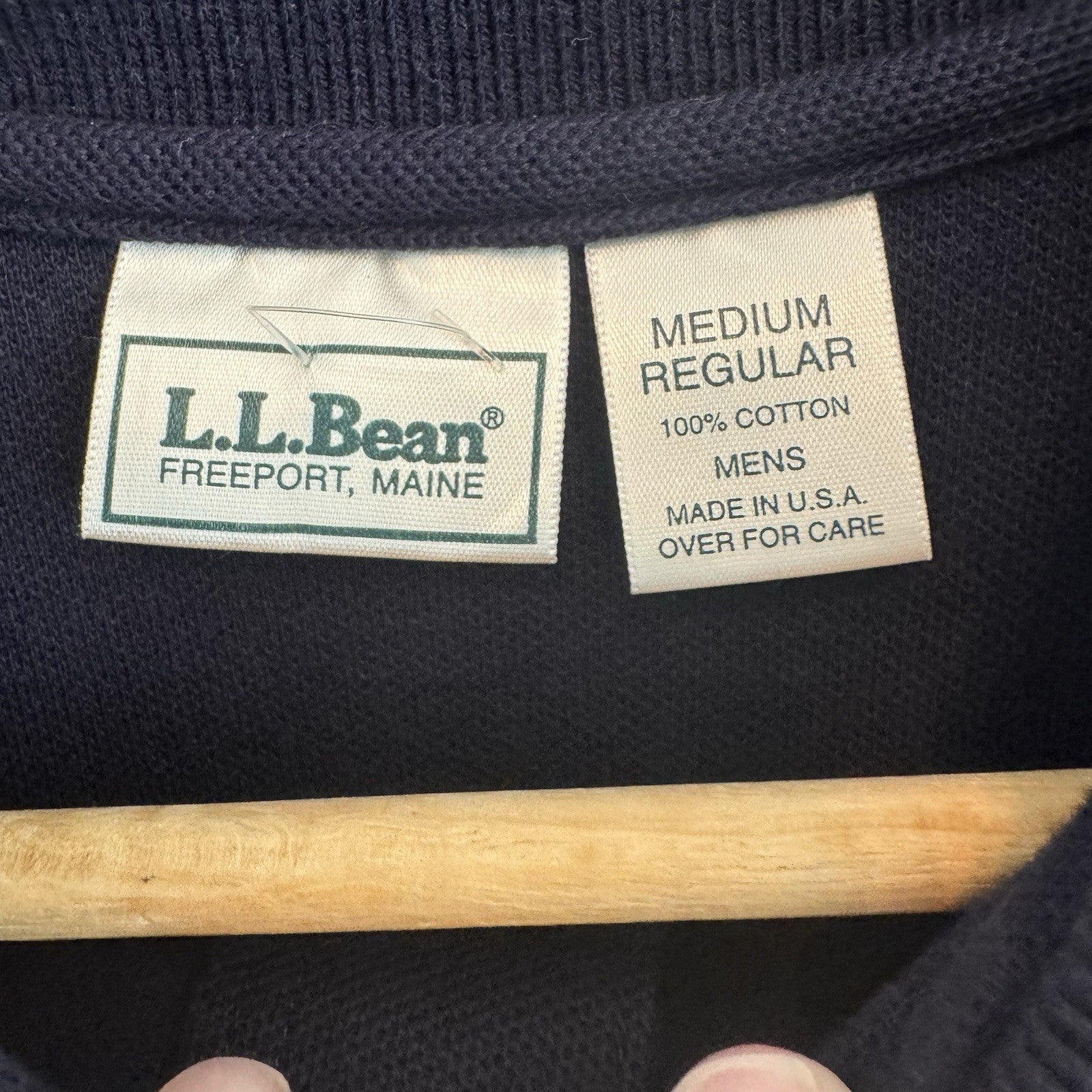 L.L. Bean Vintage Made in USA Bean Boot Logo Polo Shirt Navy Men's Medium